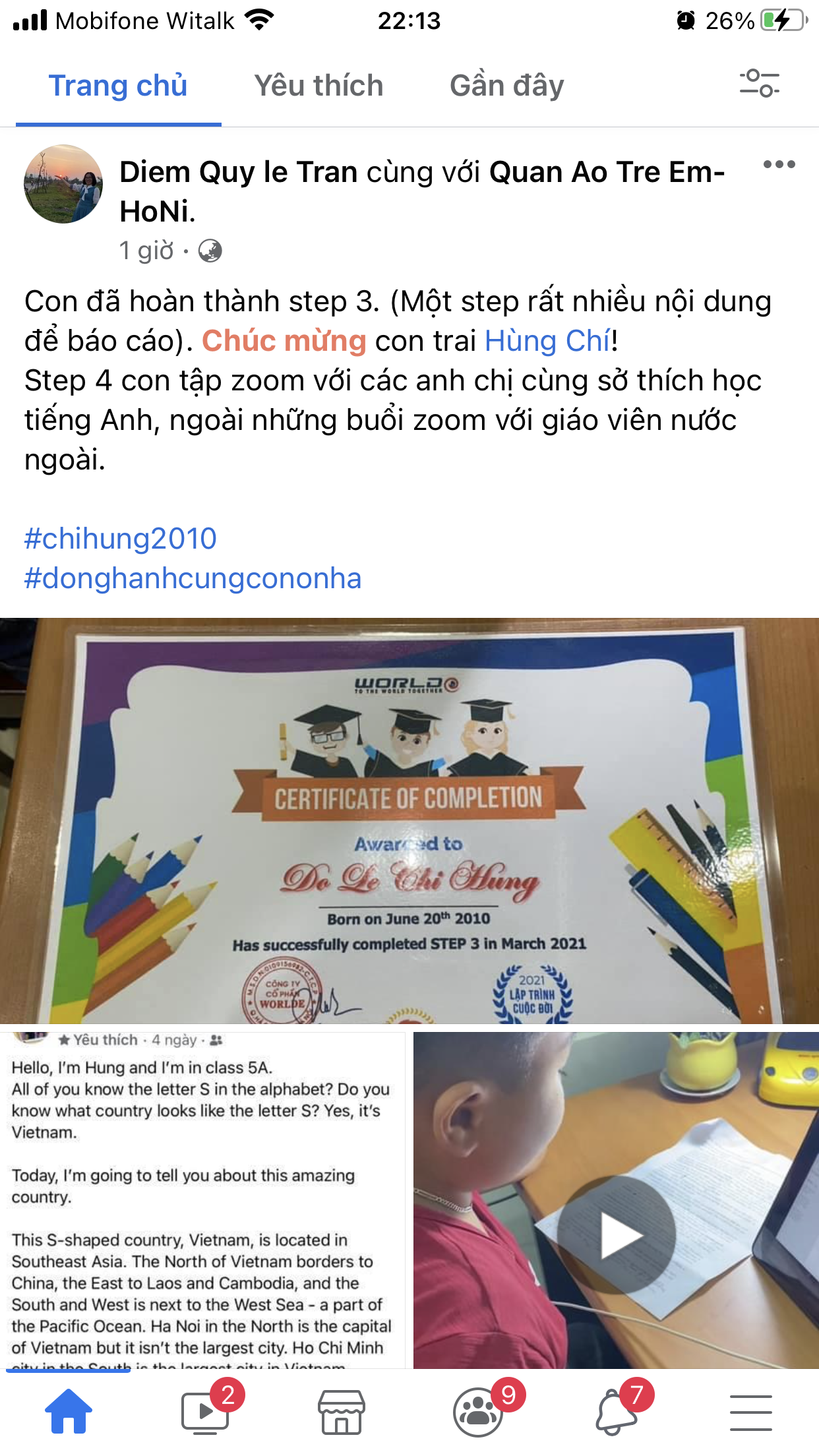 Chí Hùng viết Tiếng Anh